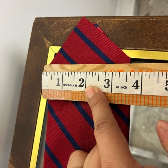 Polo by Ralph Lauren 100% Silk Red-Blue Striped 58” Men Office Career Italy Made - Picture 8 of 10